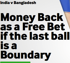 Betway offer boundary money back offer with a free bet up to 1000 INR