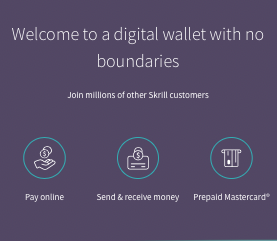 Homepage of skrill