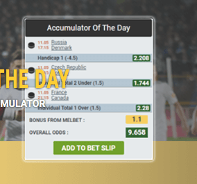 Accumulator of the day offer from melbet