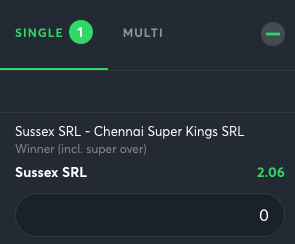 csk vs sussex srl odds