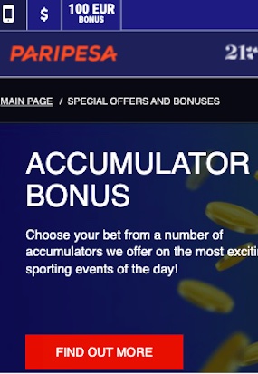 Paripesa accumulator bonus