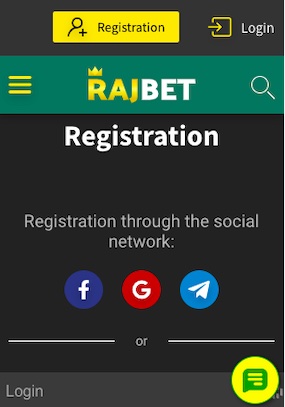rajbet signup page