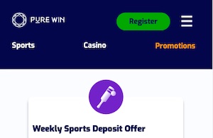 purewin weekly sports deposit offer