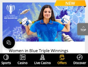10cric women in blue tripe winnings