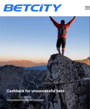 Betcity cashback for unsuccessful bets