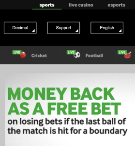 Betway boundary money back offer 31.05.22