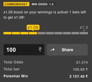 Combo boost betting slip rajbet