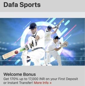 dafa sports welcome bonus of 170%