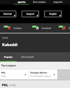 betway kabaddi betting