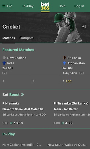 bet365 cricket betting