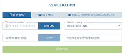 1xbet registration india