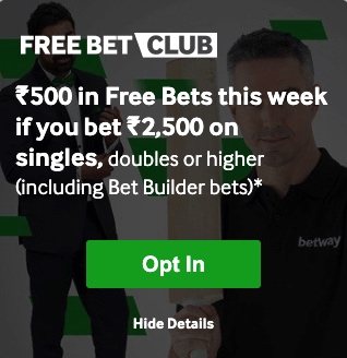 betway free bet bonus offer