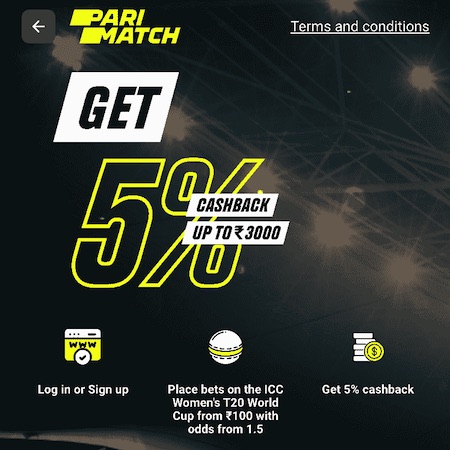 Parimatch Cashback up to 5%