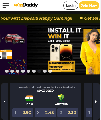 Windaddy odds INDvsAUS