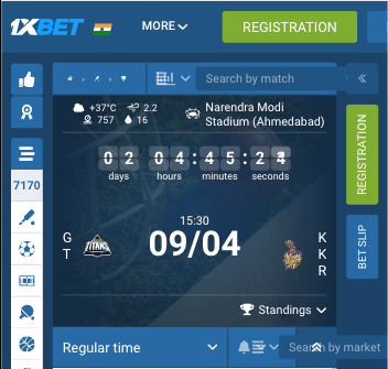 1xbet ods gt vs kkr