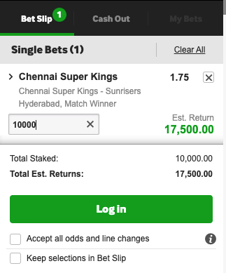 betway csk vs srh odds