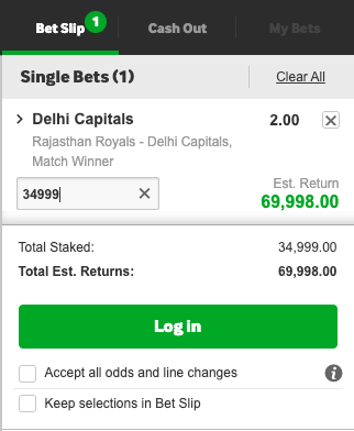 Betway odds RR vs DC