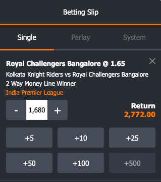 Ekbet odds kkr rcb 