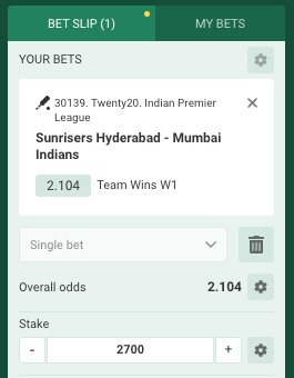 match 25 odds MI vs SRH