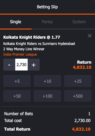 SRH SKKR odds